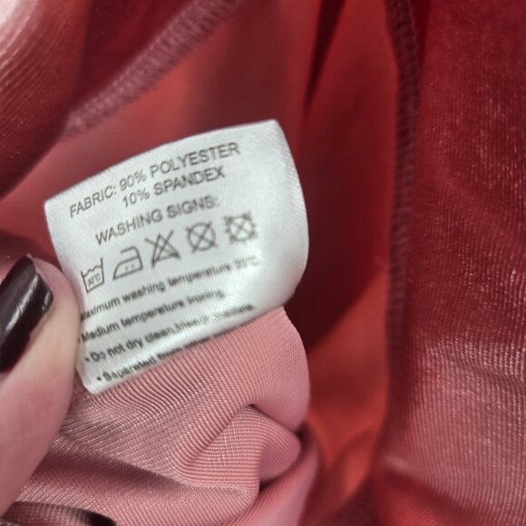 Urban Coco Dusty Rose Red Orange Velvet Elastic Waist Flared Mini Skirt Large - Picture 8 of 8